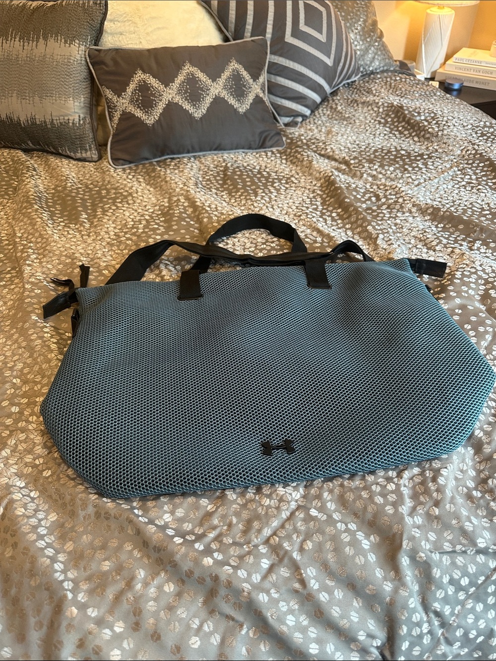 NWOT Under Armour Teal Mesh Tote Bag with Black Trim